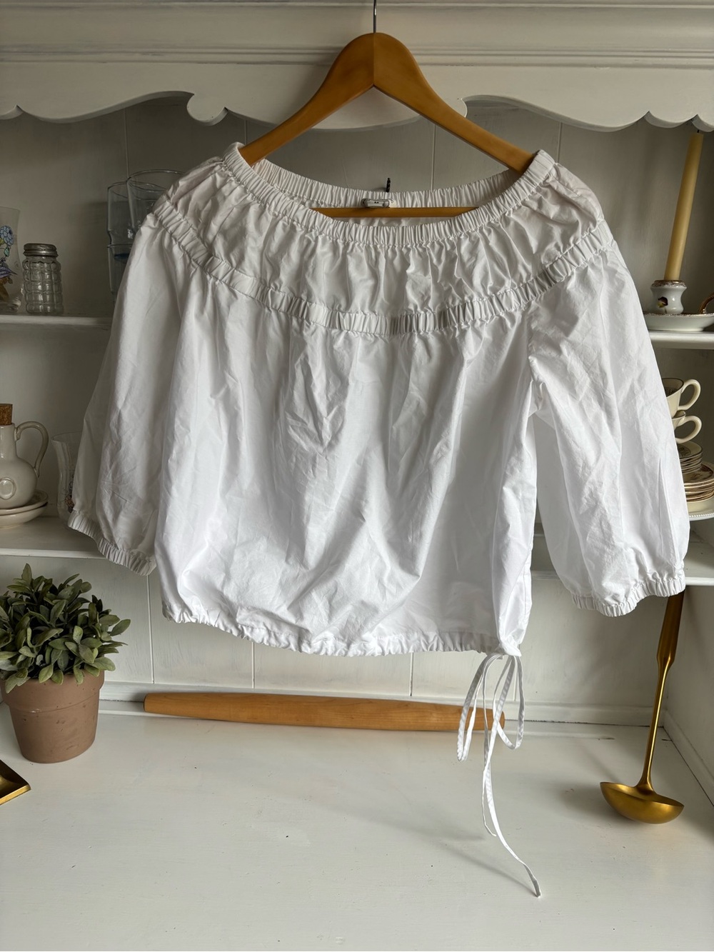 Banana Republic White Off-Shoulder Smocked Blouse - Women
